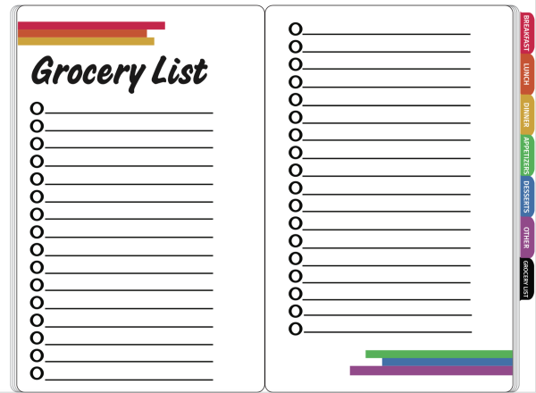 Recipe Digital Book Grocery List