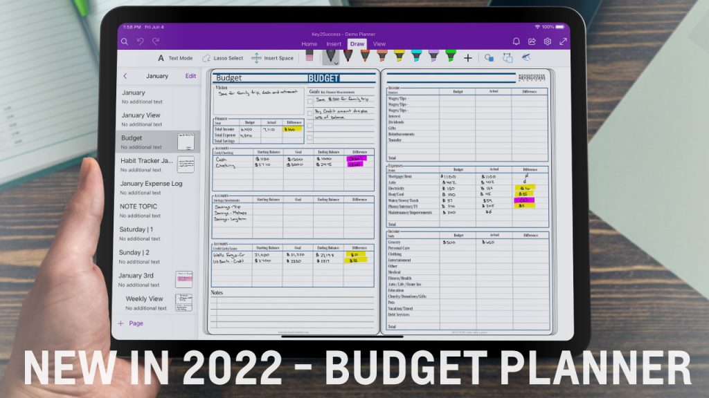 2022 ipad onenote Digital Budget Planner