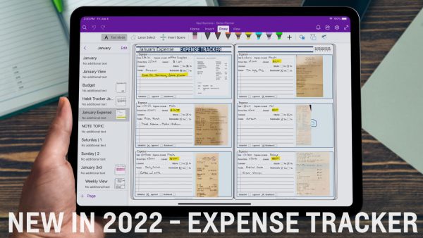 2022 ipad onenote Digital Expense Tracker