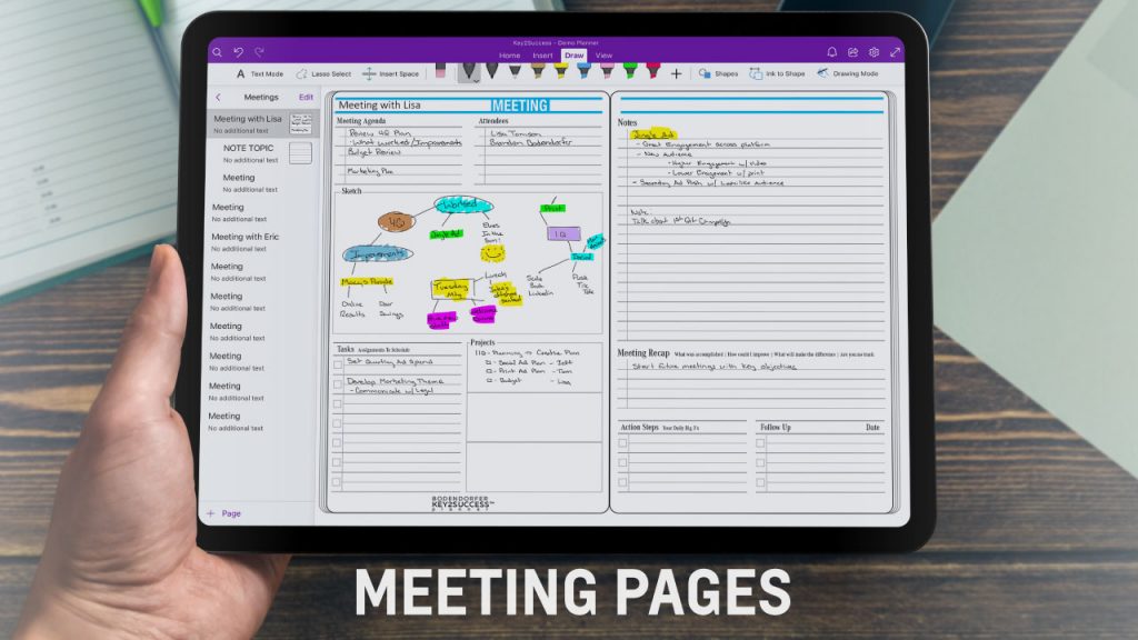 2022 ipad onenote Digital Meeting Pages