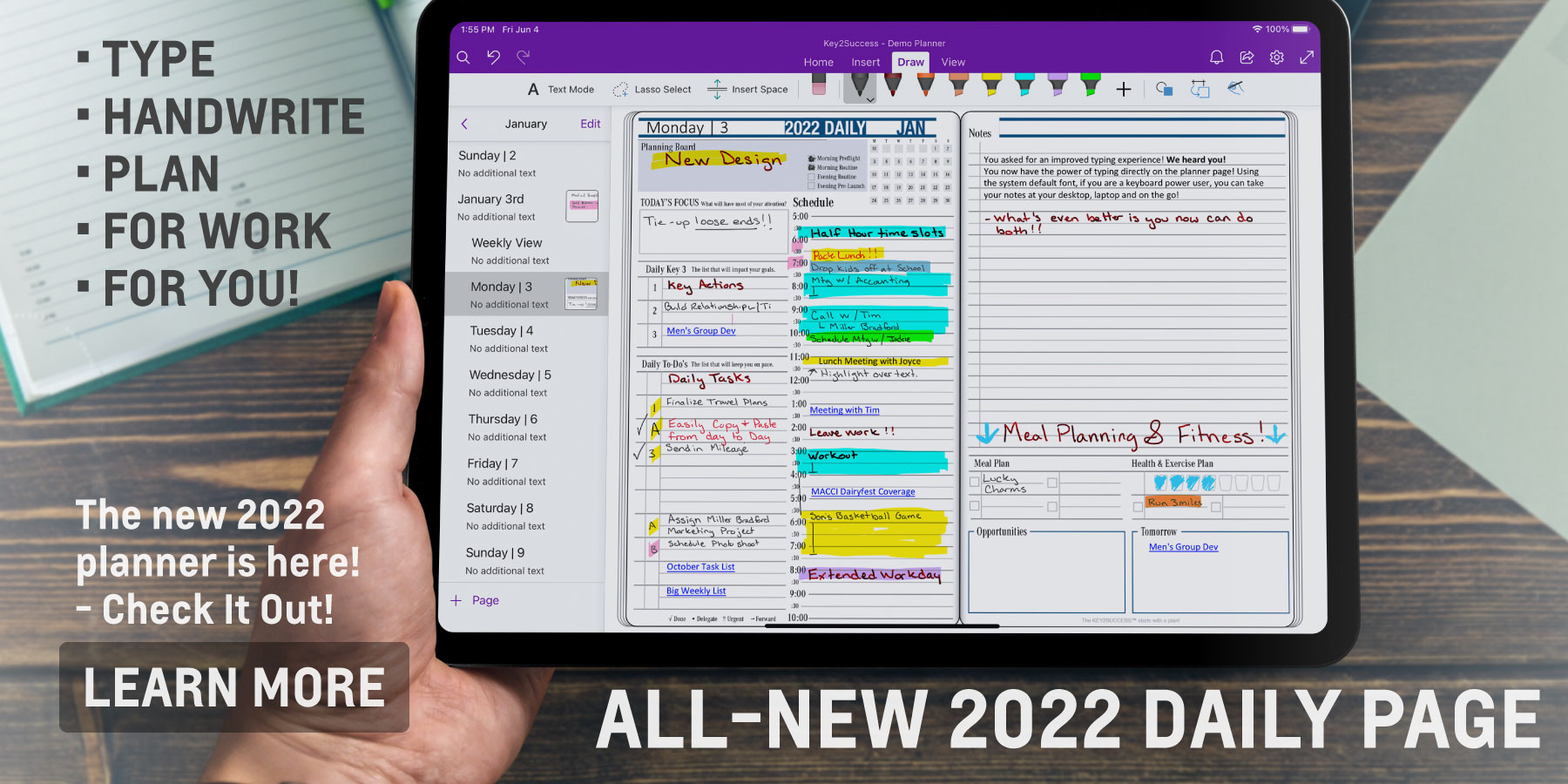 2022 ipad onenote Digital Planner Daily Page