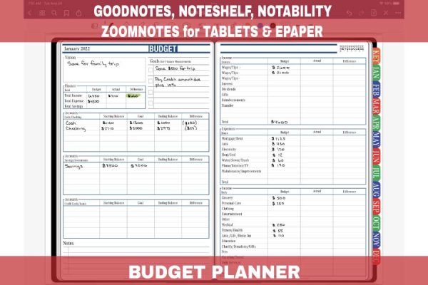 GoodNotes 2022 Budget Planner Page