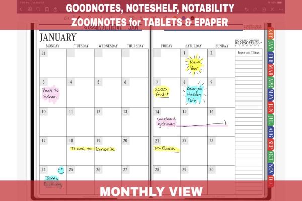 GoodNotes 2022 Monthly View Page