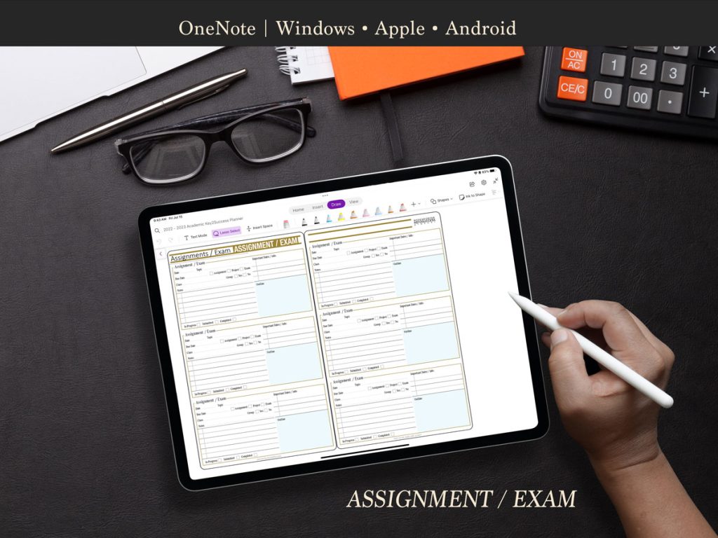 OneNote Academic Planner Assignment Exam