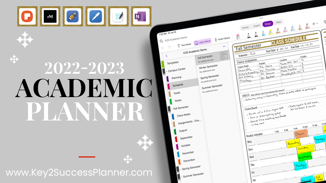 Key2Success Digital Planner Releases 20222023 Digital Academic Planner