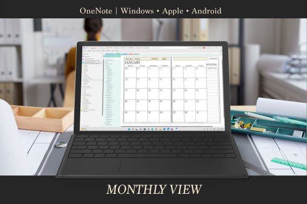 Surface Pro Onenote Digital Planner Monthly View Pages scaled