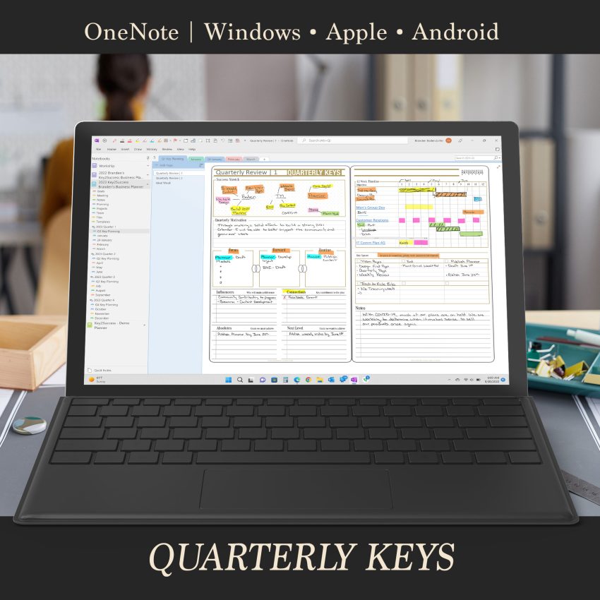 2024 OneNote HYPERLINKED Personal Digital Planner   Surface Pro Onenote Digital Planner Quarterly Keys 850x850 