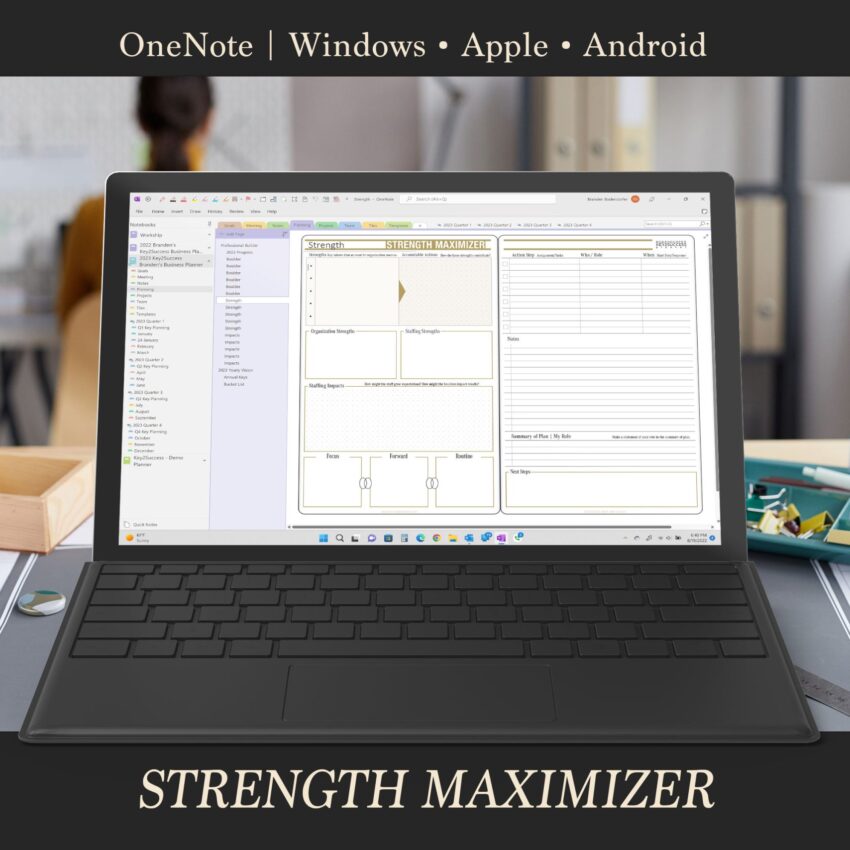 Onenote Page Designs Strength Matrix 2026 OneNote Decision Journal by Key2Success