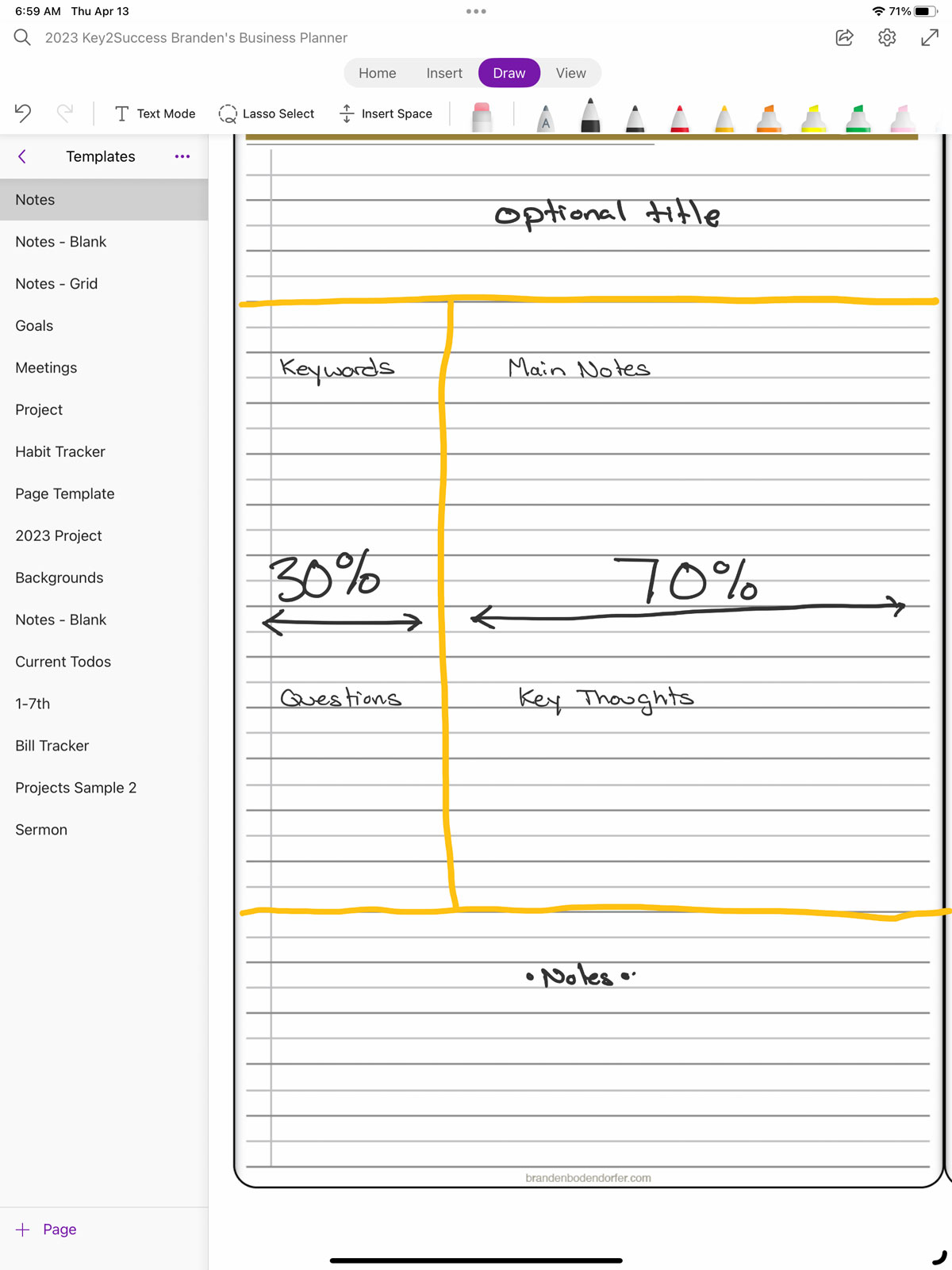 cornell notes example math