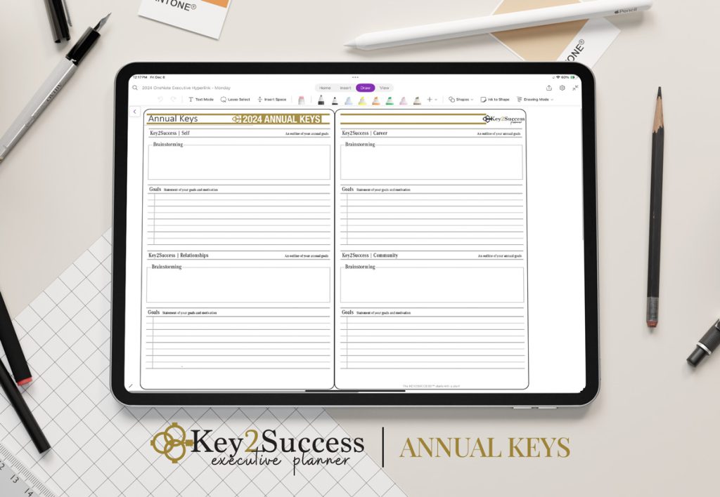 Key2Success OneNote Digital Planner Annual Keys