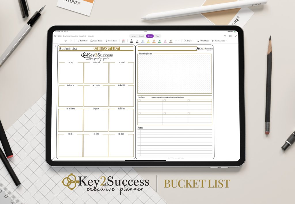 2024 OneNote Professional Digital Planner   Key2Success Planner Bucket List 1024x708 