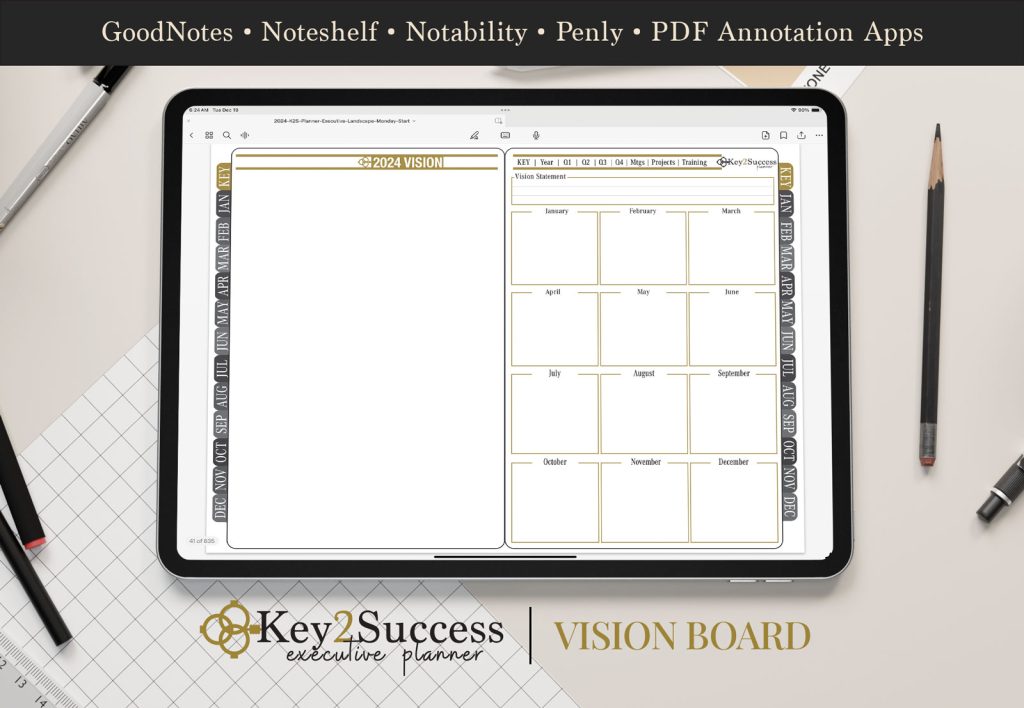 PDF planner vision board page
