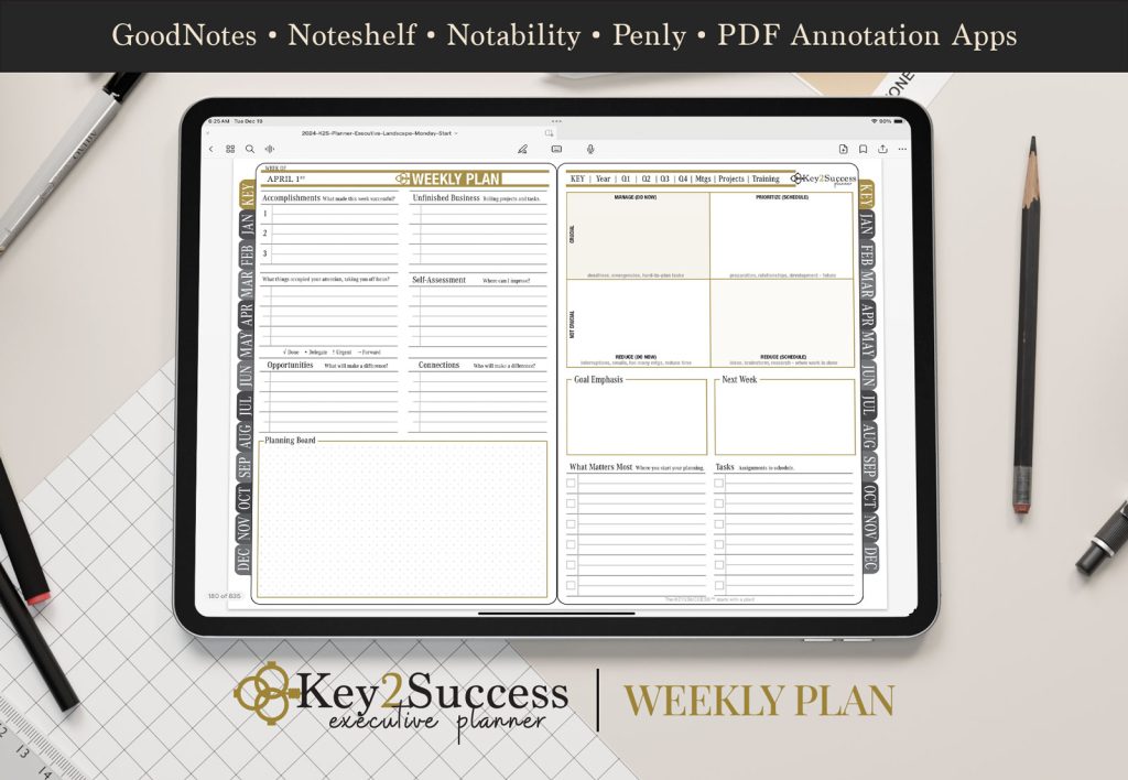 PDF planner weekly page