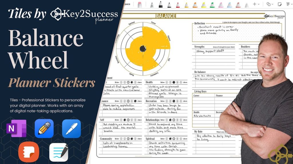 Video Thumbnail: Digital Life Balance Wheel Tile by Key2Success | Planner Sticker