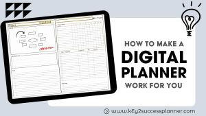 how to make a digital planner text header with an image of a project page in a planner on a tablet