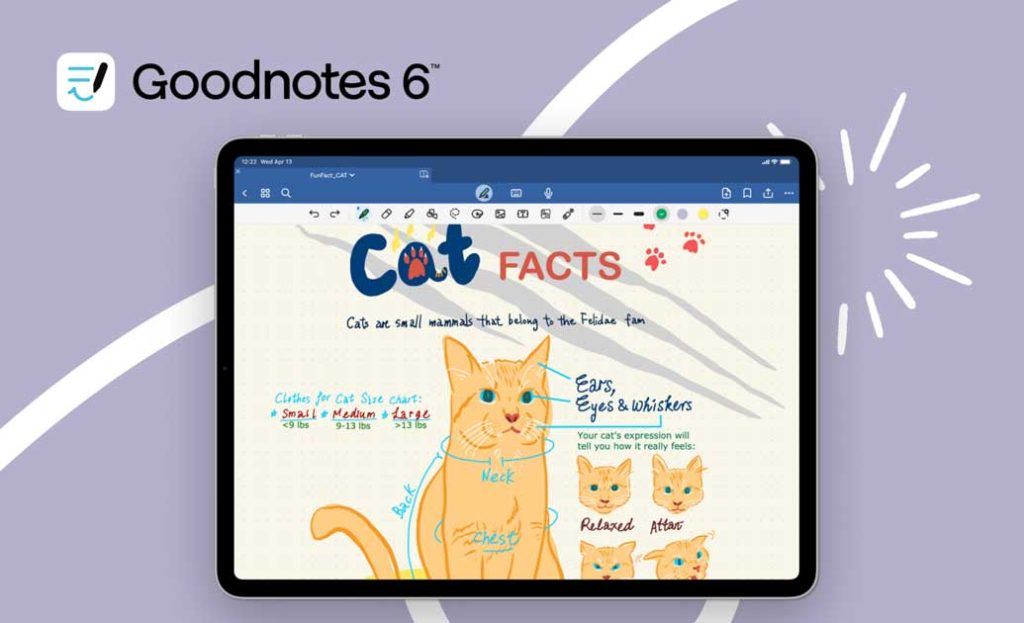 what is goodnotes with goodnotes app open to a drawing of a cat