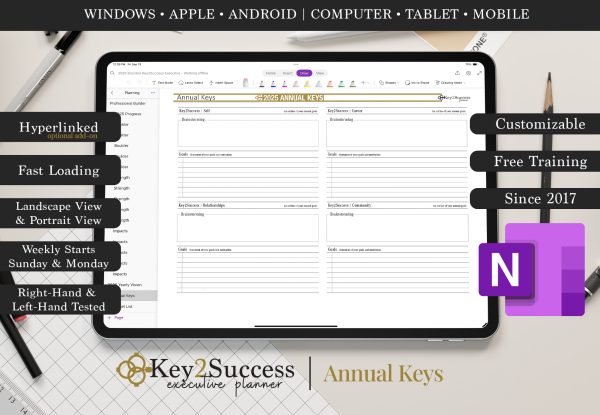 2025 Key2Success Planner OneNote Annual Keys