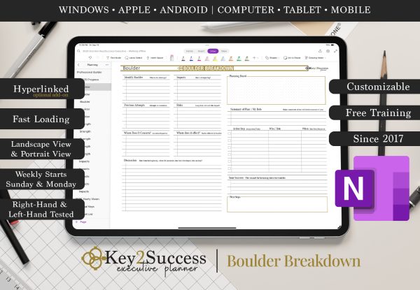 2025 Key2Success Planner OneNote Boulder Breakdown