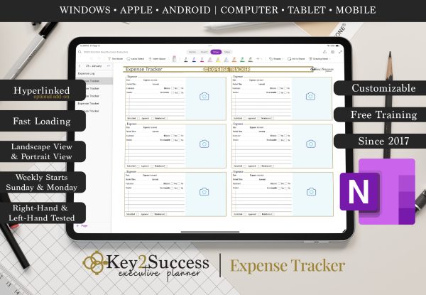 2025 Key2Success Planner OneNote Expense Tracker