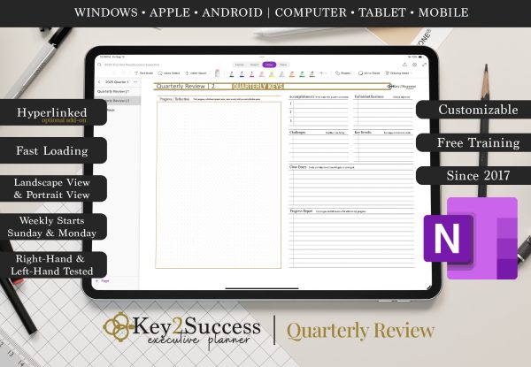 2025 Key2Success Planner OneNote Quarterly Review