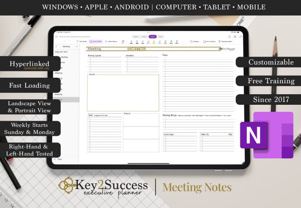 Key2Success Planner OneNote Meeting Notes