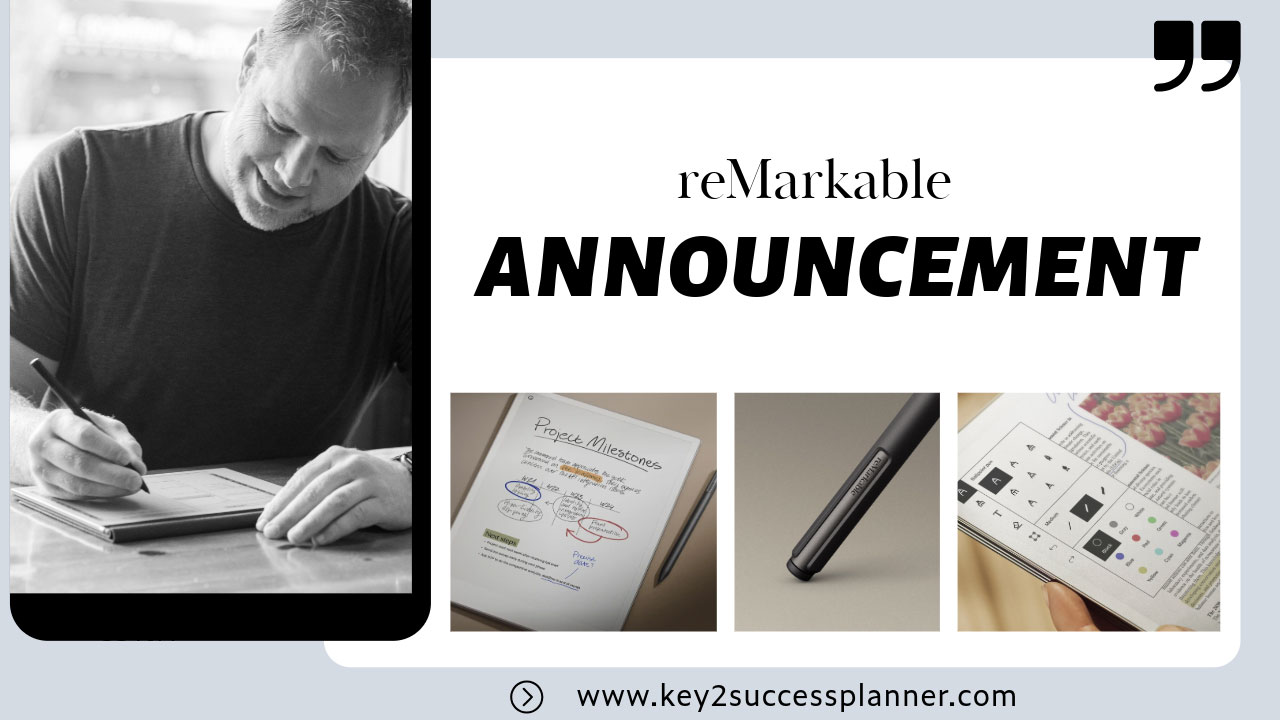 Man writing on paper with a reMarkable device, showcasing the announcement of the reMarkable Paper Pro, featuring project milestones and digital planning tools.