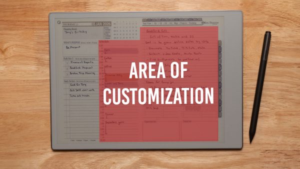 PDF Planner Customization Area