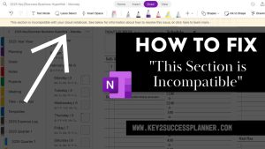 onenote this section is incompatible