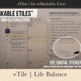 eTile - Life Balance Wheel digital sticker for reMarkable users, showcasing customization options and integration into planning workflows.
