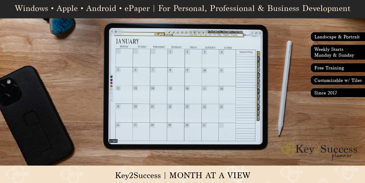 Key2Success Noteshelf Monthly View page