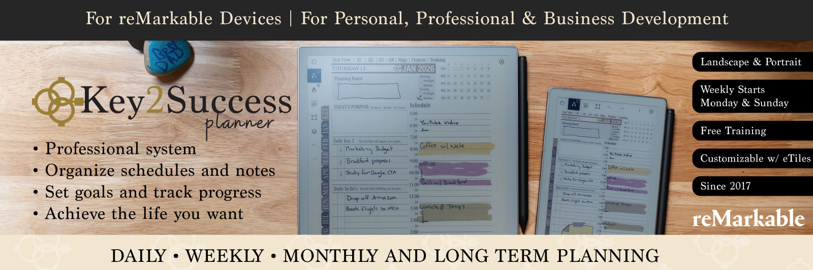 ReMarkable Digital Planners: 2026 & 2027 Agenda Templates