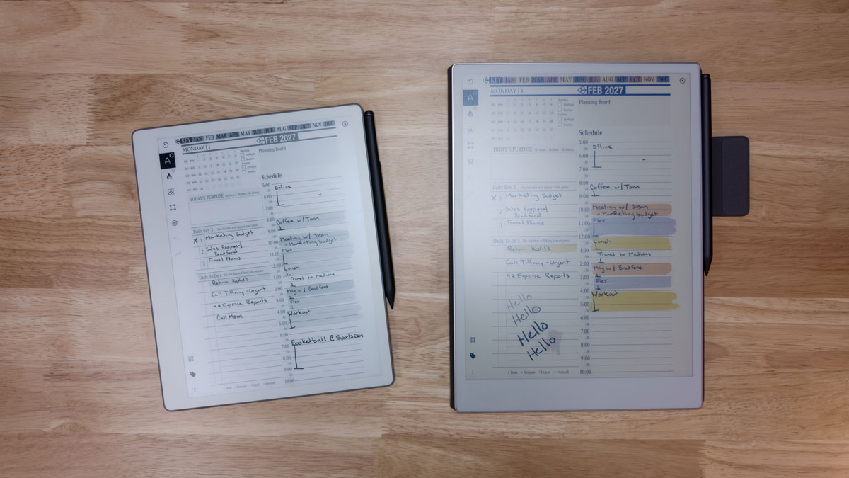 reMarkable Paper Pure and Paper Pro side by side on a desk