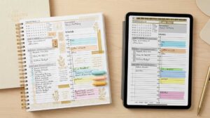 Key2Success Digital Planner | Branden Bodendorfer 9 Erin Condren style paper planner beside a tablet running the Key2Success digital planner