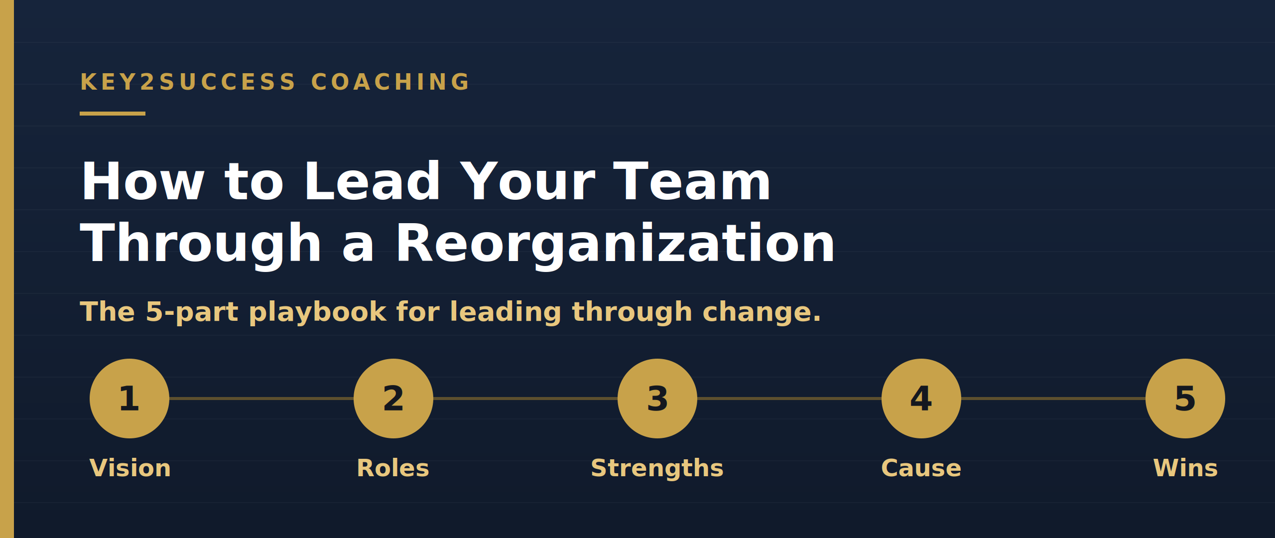 Reorganization playbook: vision, roles, strengths, cause, wins