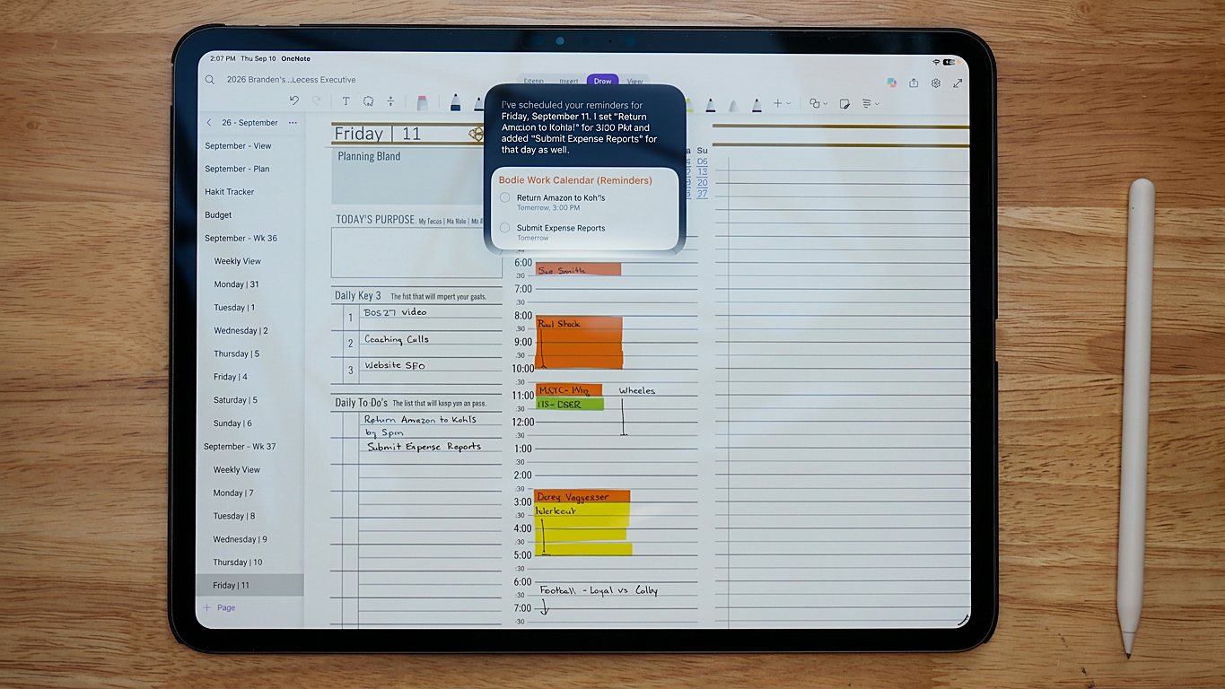 Siri scheduling Key2Success Planner to-dos into iPhone Reminders