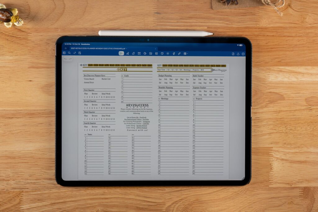 Key Page in GoodNotes on iPad