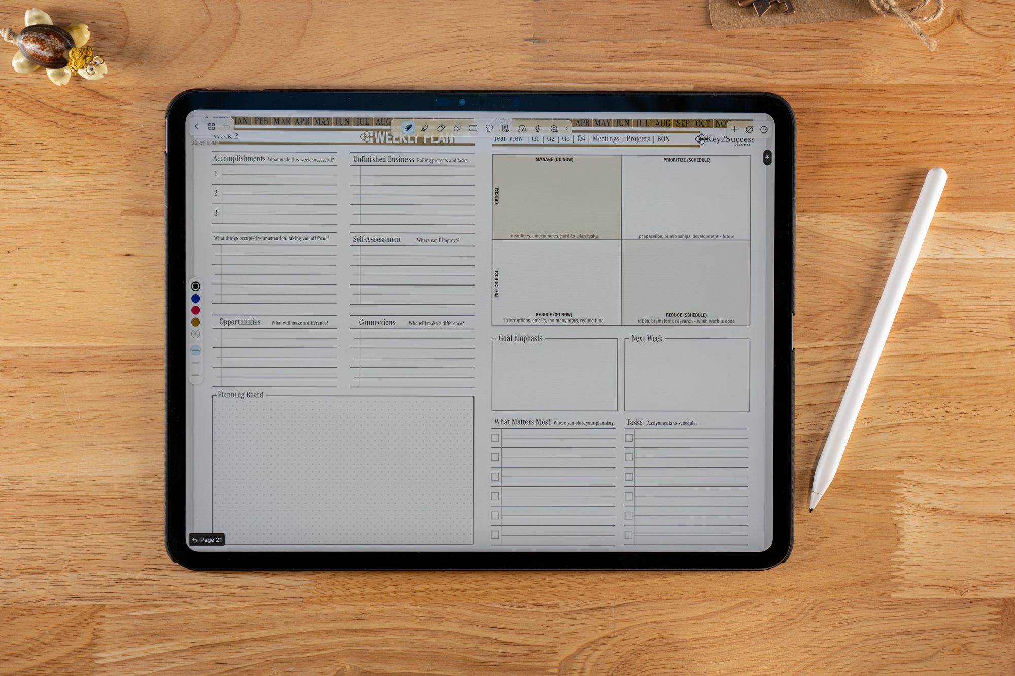 Best iPad Planner 2025 4 2027 Key2Success Digital Planner Weekly Plan in landscape view in Noteshelf on iPad