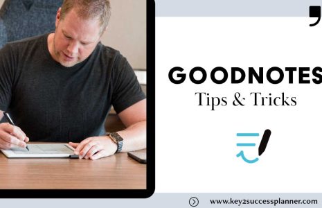 goodnotes tips and tricks header image with Branden using a digital planner
