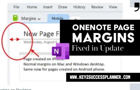 onenote page margins fixed