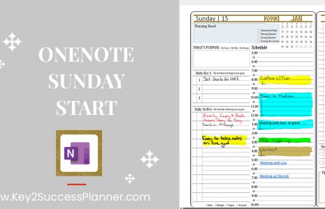 sunday start date onenote digital planner